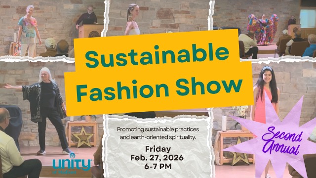 Sustainable fashion show 2026, women in various poses and upcycled outfits